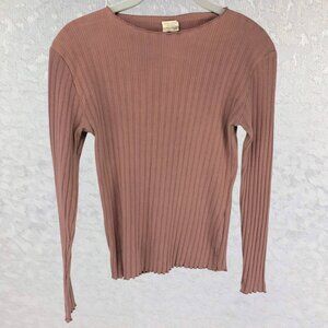 Zara Kids Dusty Rose Ribbed Scalloped Long Sleeved Pullover Girls Top Size 13/14